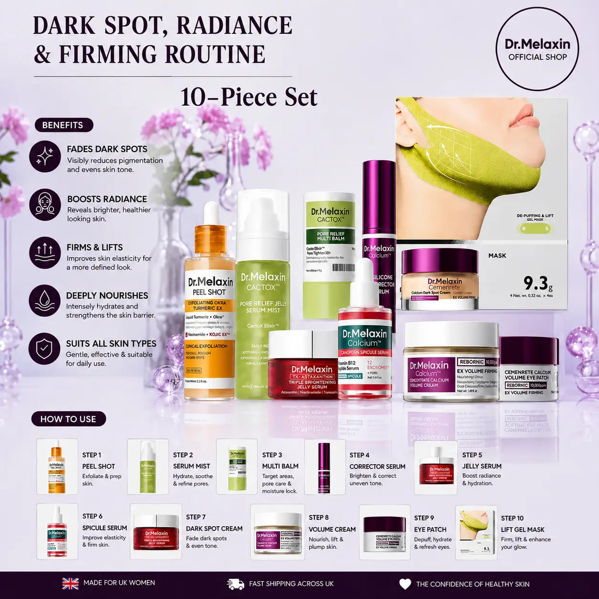 Dr. Melaxin Glass Skin Routine Set Brighten, Smooth & Firm